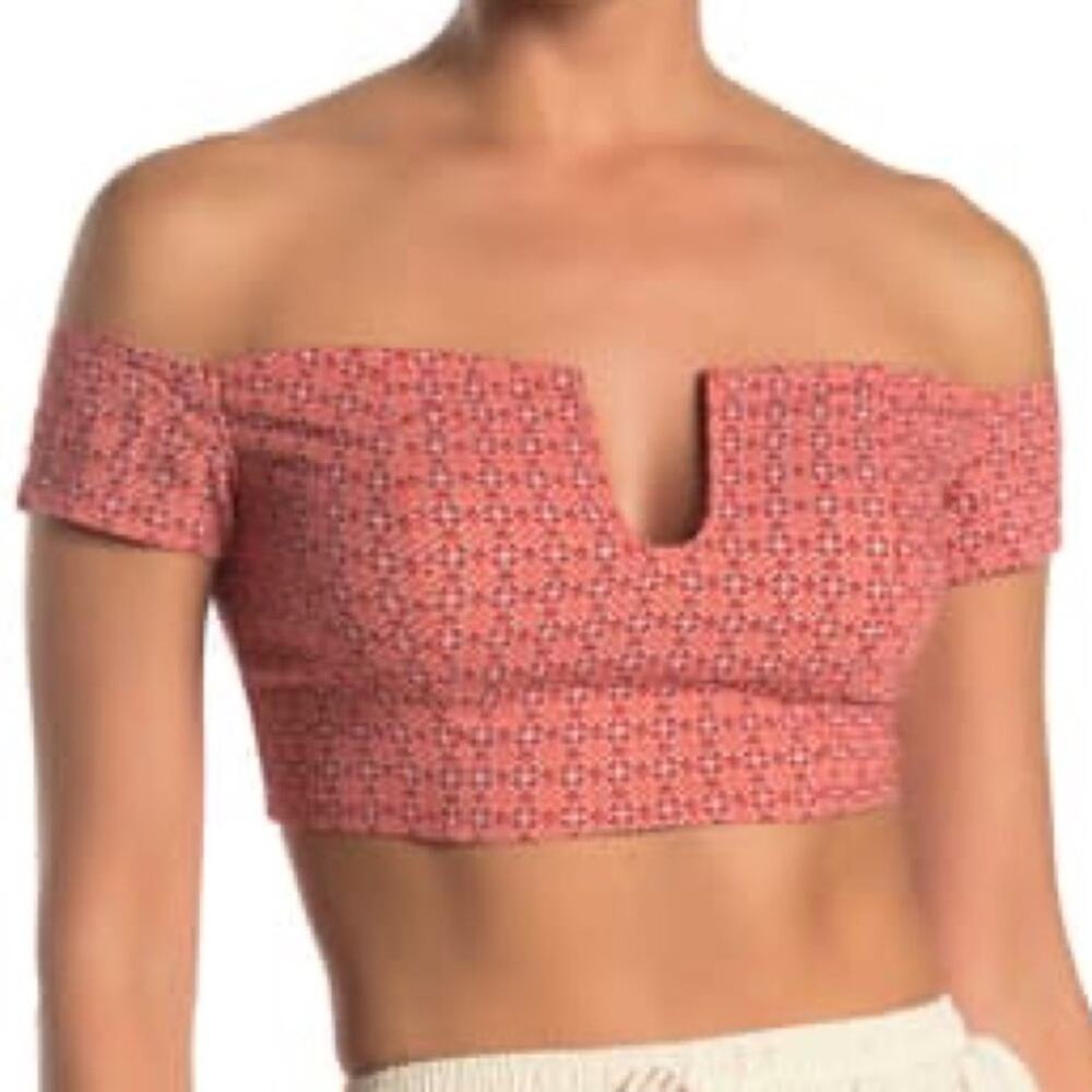Free People Lucky Now Brami Off-The-Shoulder Crop Top Size Medium